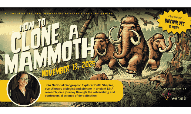 Versiti Blood Research Institute invites the public to an evening with world-renowned evolutionary biologist Dr. Beth Shapiro, who will explore the science and debate surrounding genetic engineering and de-extinction.