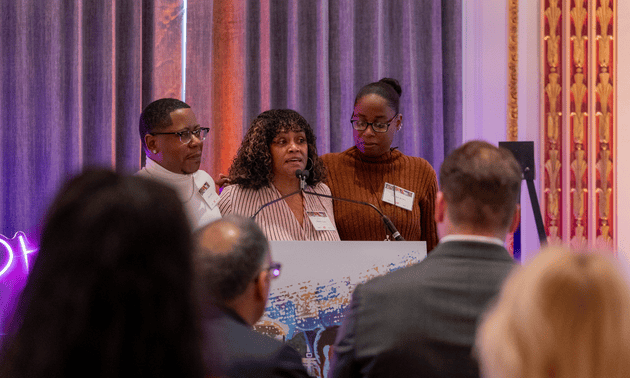 Shawn Jones shared what blood donation means to her family. A Versiti team member for 17 years, she leads our phlebotomy team in Milwaukee. Both of her adult children, Shatoya and Darryl, live with sickle cell anemia and receive lifesaving blood transfusions every four weeks. Her story reminded every person in that room why this work matters.